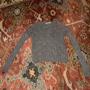 Gray Cable Cashmere Knit Women's Sweater